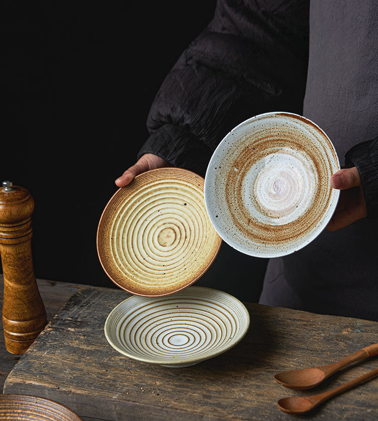 Gohobi Handmade Japanese Style Stoneware Pasta Bowl Plate