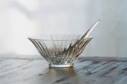 Gohobi Handmade Flower Glass Bowl with Spoon