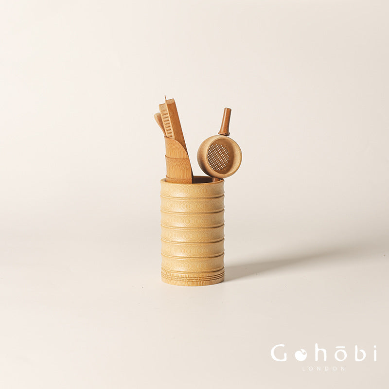 Gohobi Bamboo Basket Tea Accessories Set – Japanese-Style Six Gentlemen Kung Fu Tea Tools