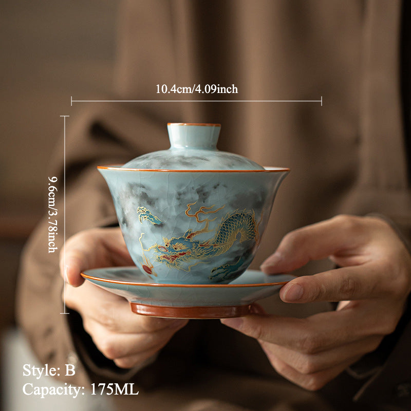 Gohobi Ru Kiln Celadon Dragon Gaiwan