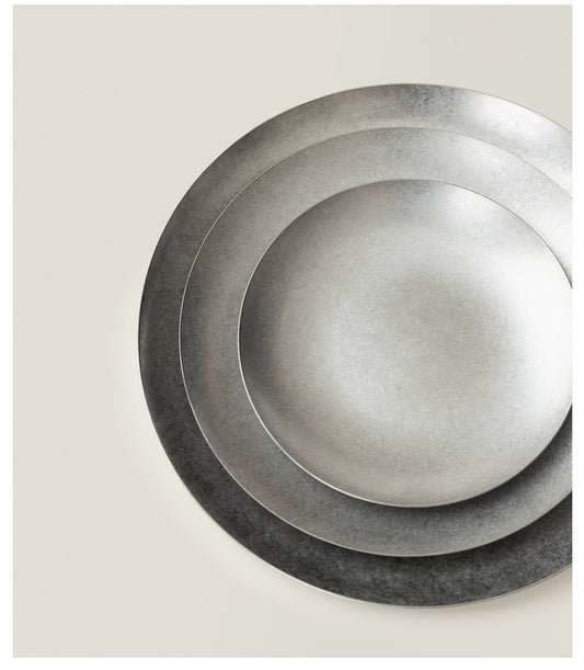 Gohobi Minimal Stainless Steel Round Shallow Plate