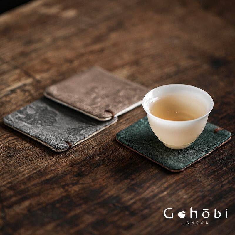 Gohobi Japanese Style Tea Coaster – Retro Fabric Tea Cup Mat for Tea Ceremony