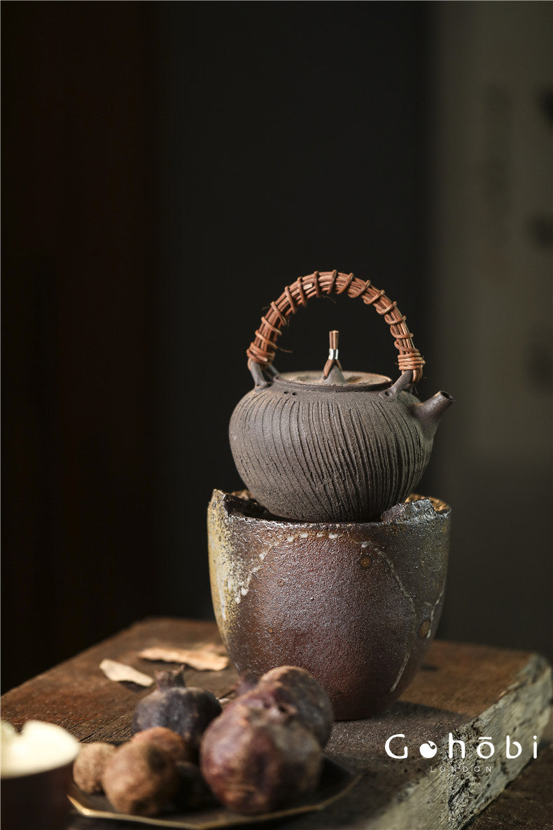 Gohobi Purple Sand Japanese-Style Teapot – Charcoal Stove Aesthetic Kung Fu Tea Brewer (600ml)