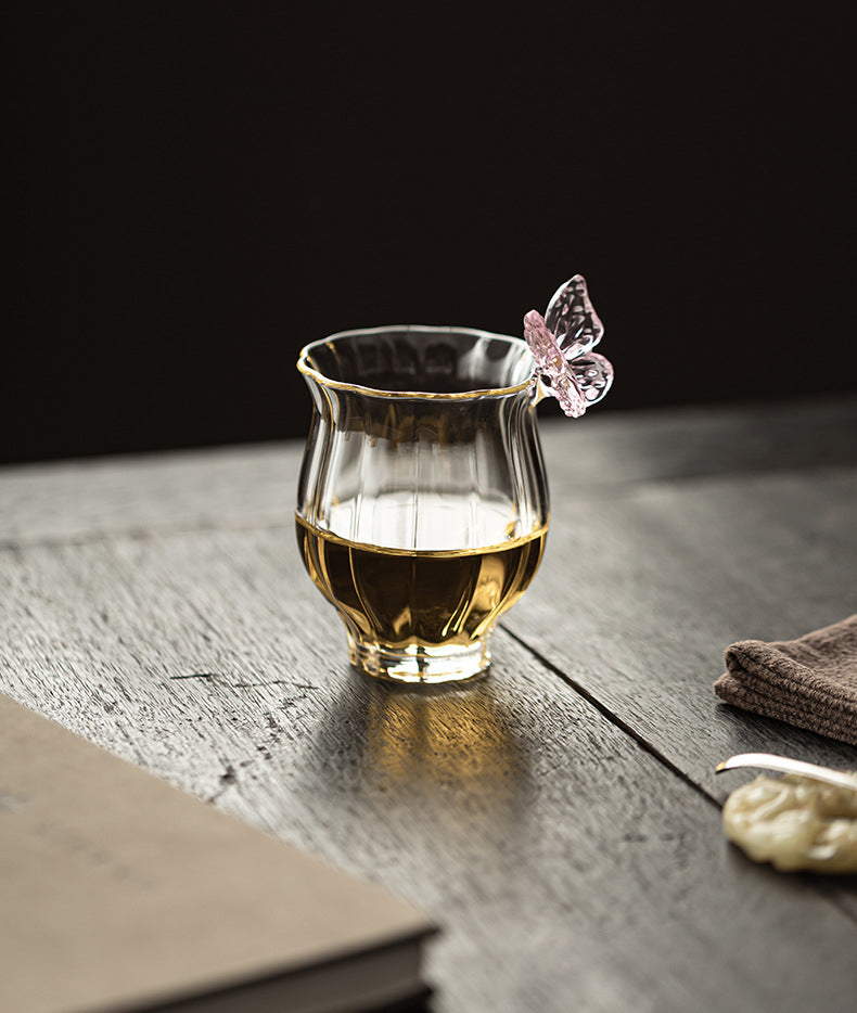 Gohobi Butterfly High Borosilicate Glass Tea Cup and Teapot Set – Heat-Resistant Transparent Gongfu Tea Set for Home and Office