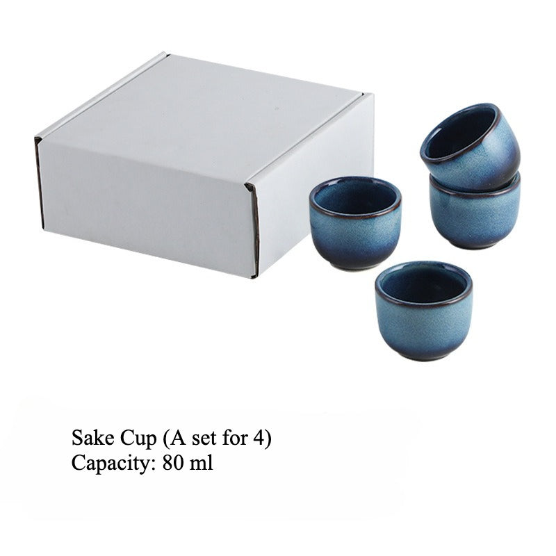 Gohobi Cat’s Eye Blue Ceramic Sake Set