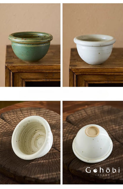 Gohobi Ceramic Garlic Masher Mortar Bowl – Handmade Garlic Crusher and Chili Grinding Bowl