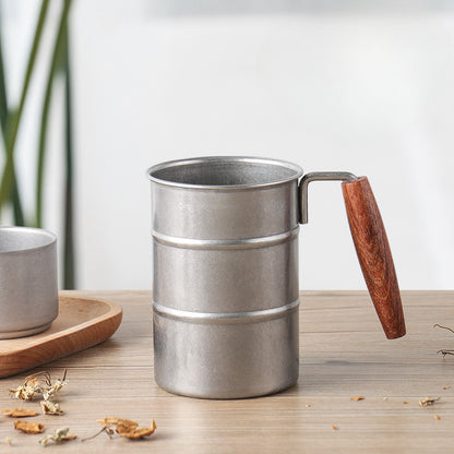 Gohobi Stainless Steel Mug Wooden Lid and Handle