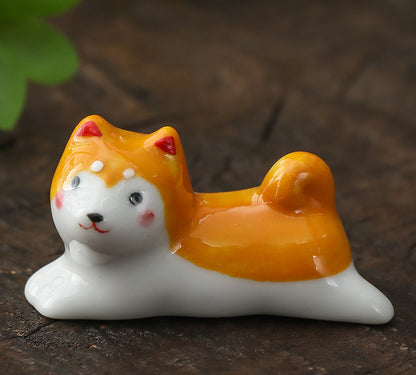 Gohobi Ceramic Lying Dog Chopstick Rest