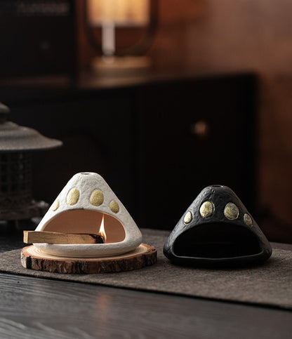 Gohobi Black & White Golden Mountain Ceramic Aromatherapy Fireplace Burner