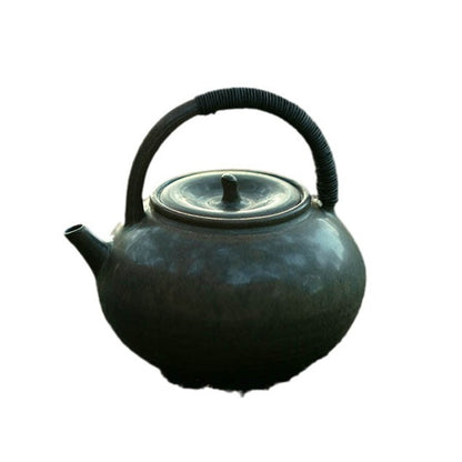 Gohobi Handmade Rattan Beam Teapot – Artisan Pottery Brewing Kettle (400ml, 2 Colours)