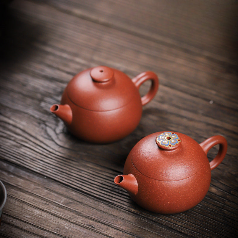 [Chingshui Tang 青水堂] Handmade Yixing Zisha Sandy Purple Clay Teapot – 90ml Handmade Original Ore Jiangpo Clay Bowl-Shaped Teapot, Thin Body with Built-in Filter, Gongfu Small Teaware