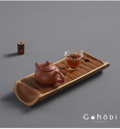 Gohobi Natural Old Bamboo Tea Tray – Water Storage Kung Fu Tea Tray Portable Wet Tea Table