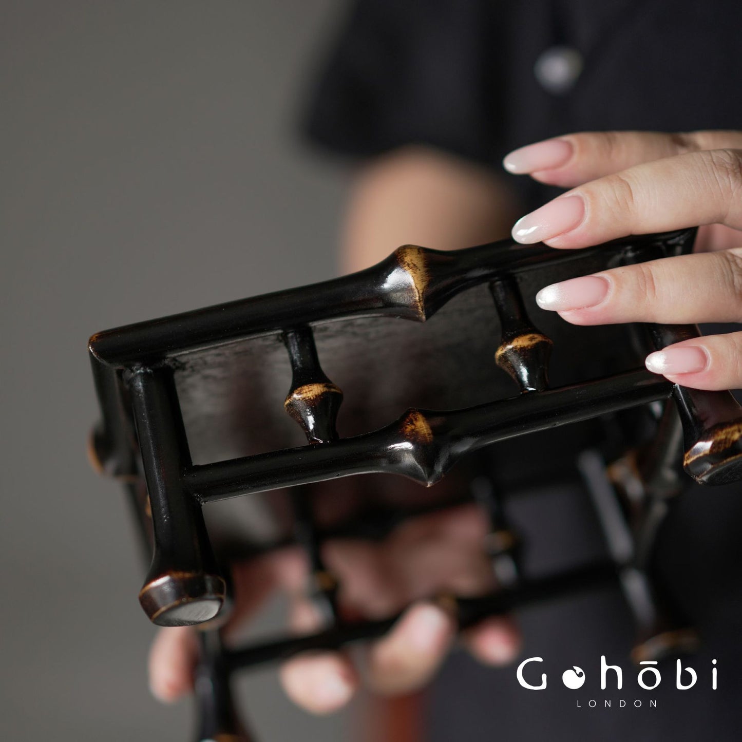 Gohobi Handmade Bamboo Display Table – Retro Tea Set Storage Shelf & Decorative Base