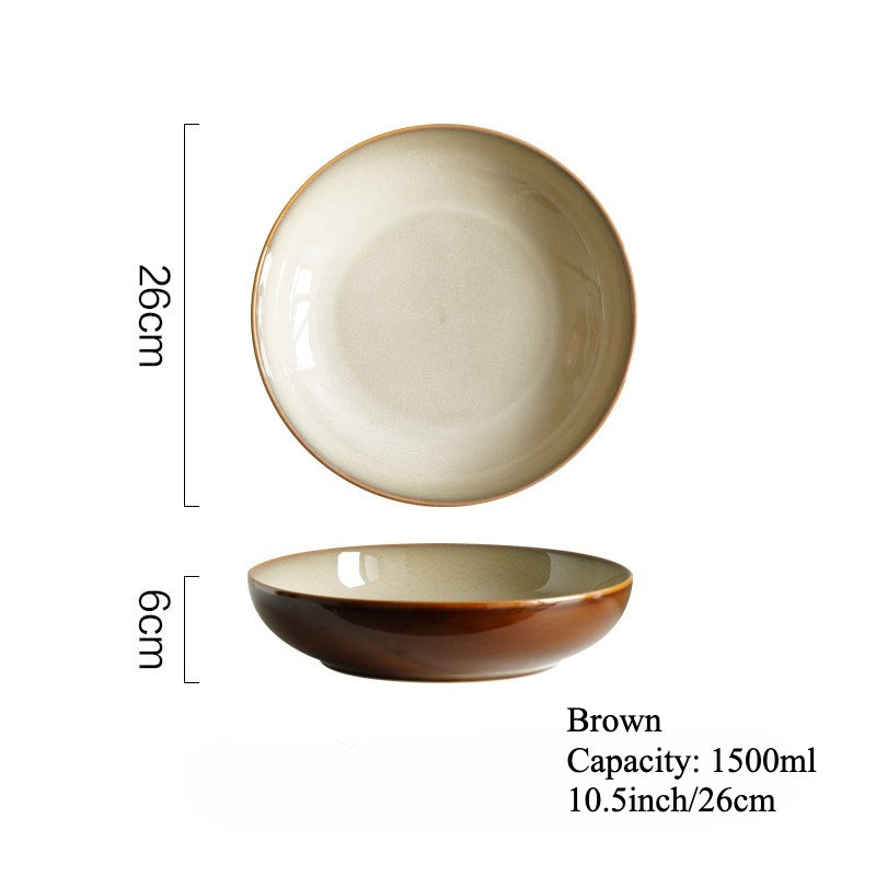 Gohobi Japanese Kiln-Change Ceramic Pasta and Salad Plate