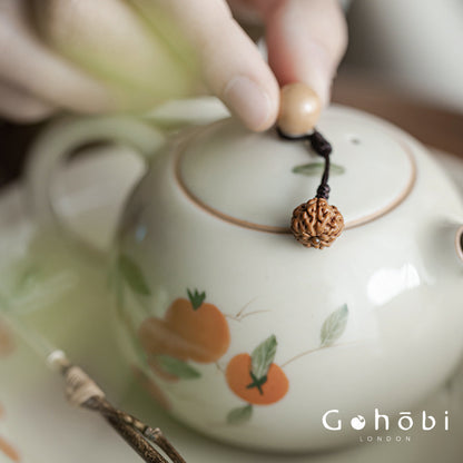 Gohobi Persimmon Ruyi Teapot Knot Pendant – Decorative Hanging Tea Ceremony Ornament