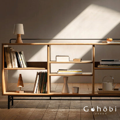 Gohobi Nordic Cherry Wood Solid Wood Bookcase – Handmade Storage Cabinet for Living Room or Study | FSC Certified Furniture