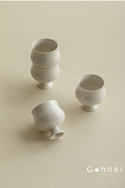 Gohobi Wood Ash Glaze High Foot Teacup – Song Style Bergamot Gongfu Master Cup
