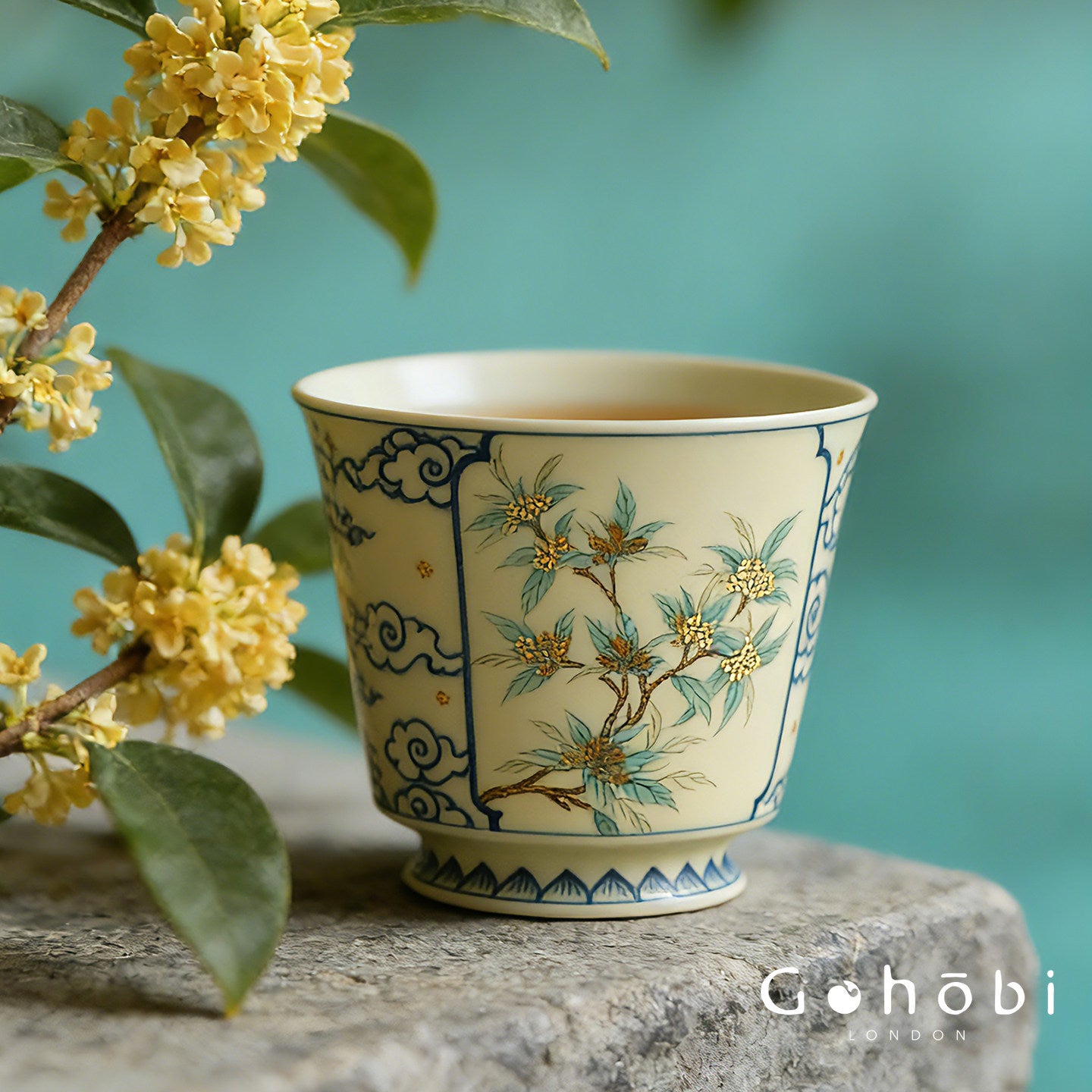 Gohobi Jingdezhen Blue and White Porcelain Gaiwan or Teacup – Hand-Painted Ceramic Tea Ware