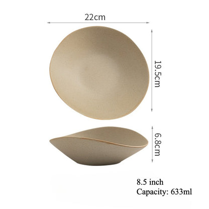 Gohobi Japanese Ceramic Irregular Salad Bowl