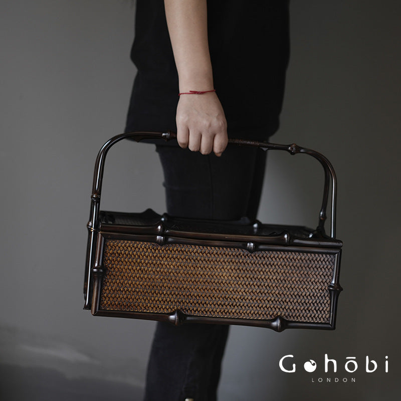 Gohobi Bamboo Portable Tea Box – Tea Set Storage Basket