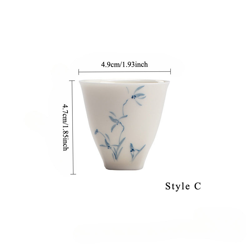 Gohobi Celadon Blue and White Bamboo Teacup