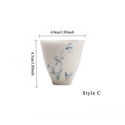 Gohobi Celadon Blue and White Bamboo Teacup