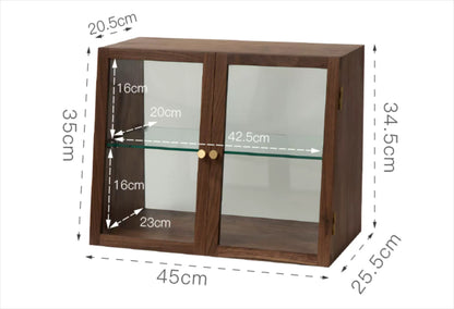 Gohobi Black Walnut Storage Cabinet – Solid Wood Medieval Style Tea and Tableware Cabinet