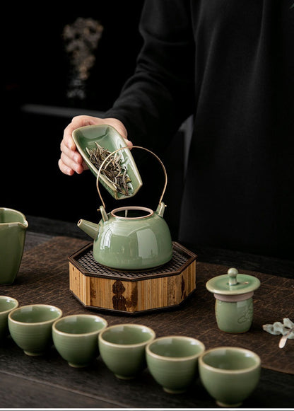 Gohobi Vintage Ceramic Teapot with Handle