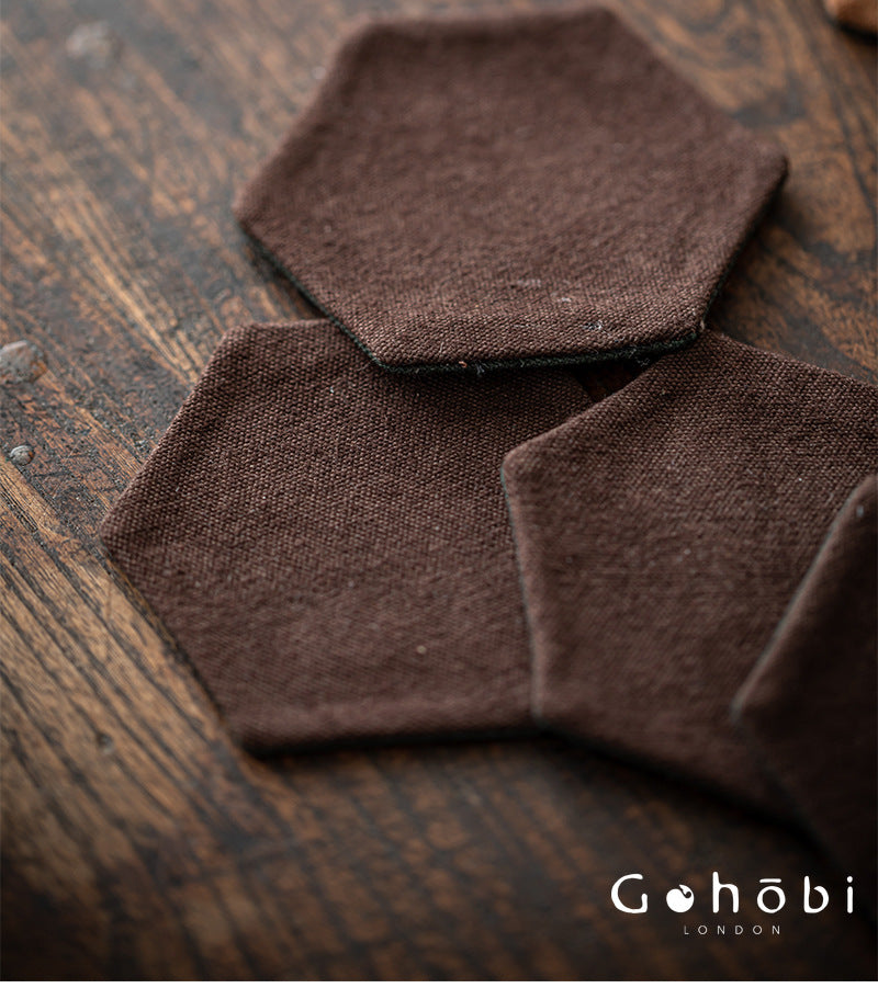 Gohobi Grass and Wood Tie-Dye Tea Coaster – Handmade Fabric Cup Holder Heat Insulation Pad