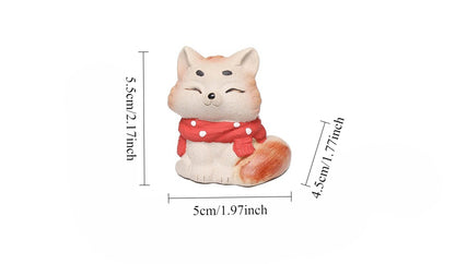 Gohobi Yixing Purple Clay Fox Cat Tea Pet – Hand-Painted Lucky Cat Ornament