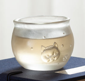 Gohobi Pate de Verre Cat Shaped Coloured Glass Tea Cup Drinkware Pitcher