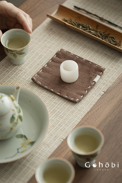 Gohobi Japanese Style Ramie Embroidered Coaster – Handmade Fabric Tea Cup Mat
