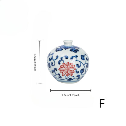 Gohobi Hand-painted Blue and White Porcelain Vase (Red Flowers)