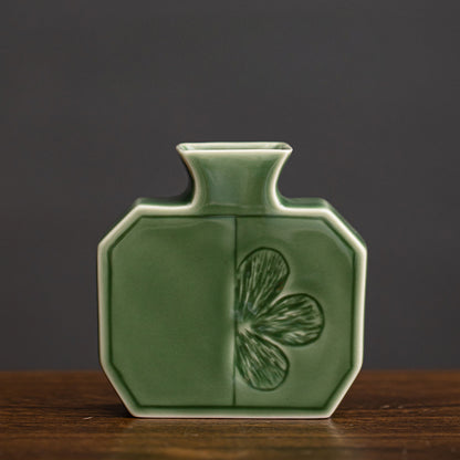 Gohobi Japanese Style Ikebana Ice Grey and Green Vase