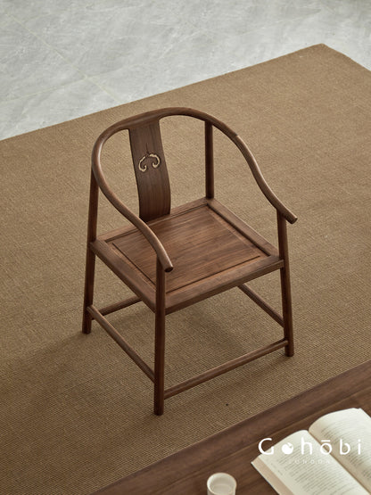 Gohobi Black Walnut Chinese Style Armchair – Solid Wood Taishi Tea Chair