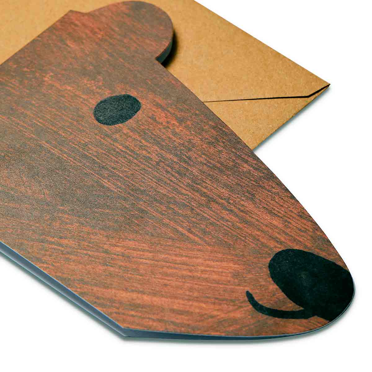 Mortlake Papers Brown Bear Shaped Greeting Card [Made in the UK]