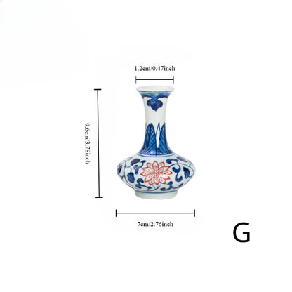 Gohobi Hand-painted Blue and White Porcelain Vase (Red Flowers)