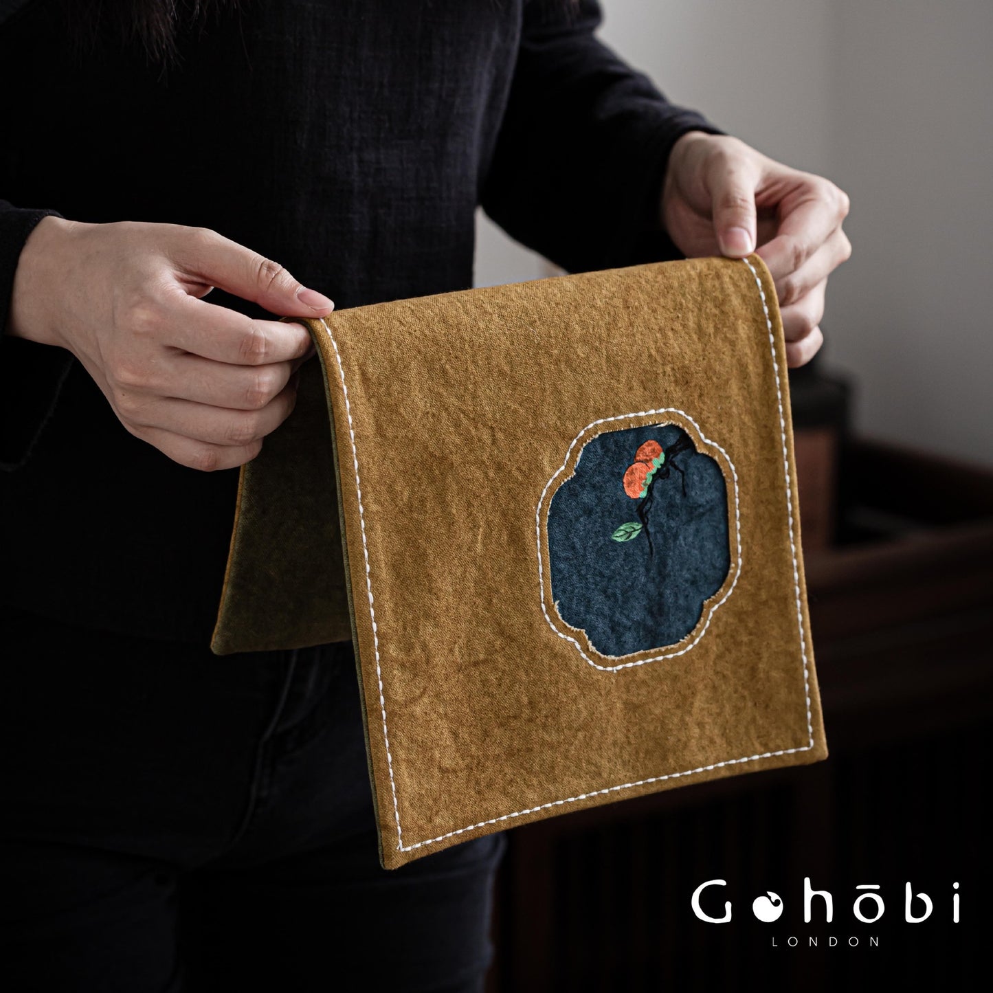 Gohobi Hand-Painted Tea Table Runner – Zen Style Tea Table Cloth