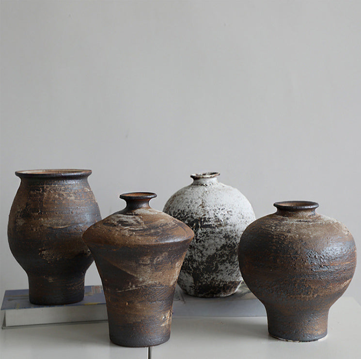 Danish style ceramic white wabi sandy wind coarse pottery vase