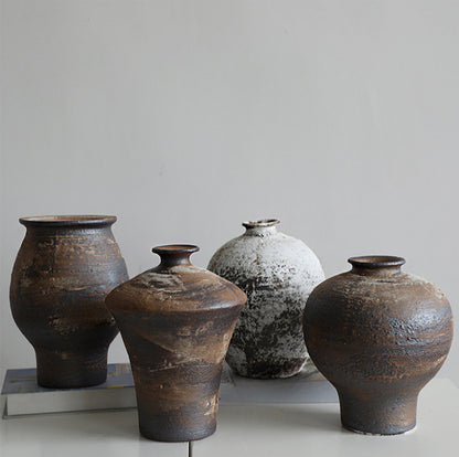 Danish style ceramic white wabi sandy wind coarse pottery vase