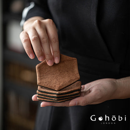 Gohobi Grass and Wood Tie-Dye Tea Coaster – Handmade Fabric Cup Holder Heat Insulation Pad