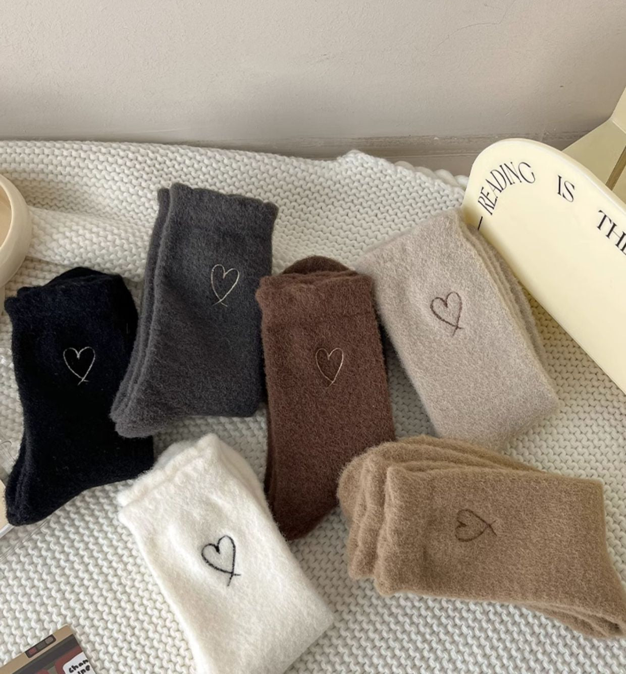 Gohobi Warm Velvet Heart Socks