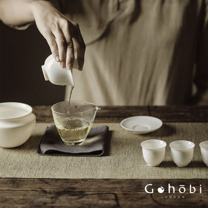 Gohobi Handmade White Jade Porcelain Gaiwan – Thin Porcelain Tea Bowl with Saucer