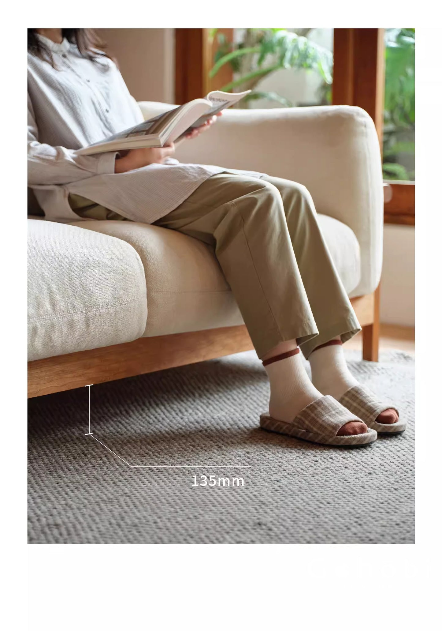 Gohobi Nordic Solid Wood Fabric Sofa – Handmade Double Sofa for Living Room or Small Apartment | FSC Certified Furniture