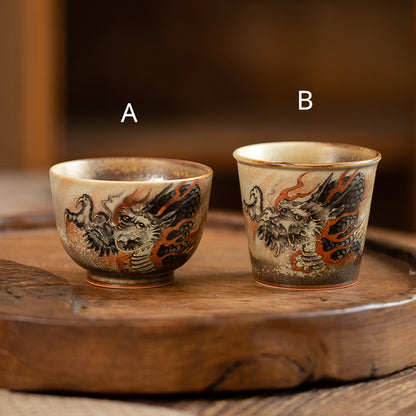 Gohobi Hand-painted Ink Dragon Ceramic Tea Cup