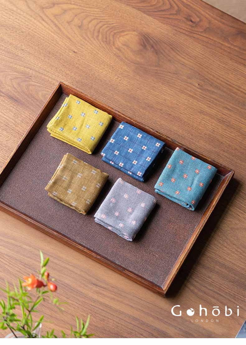 Gohobi Cotton Linen Tea Towel – Japanese Style Absorbent Tea Cloth for Tea Ceremony