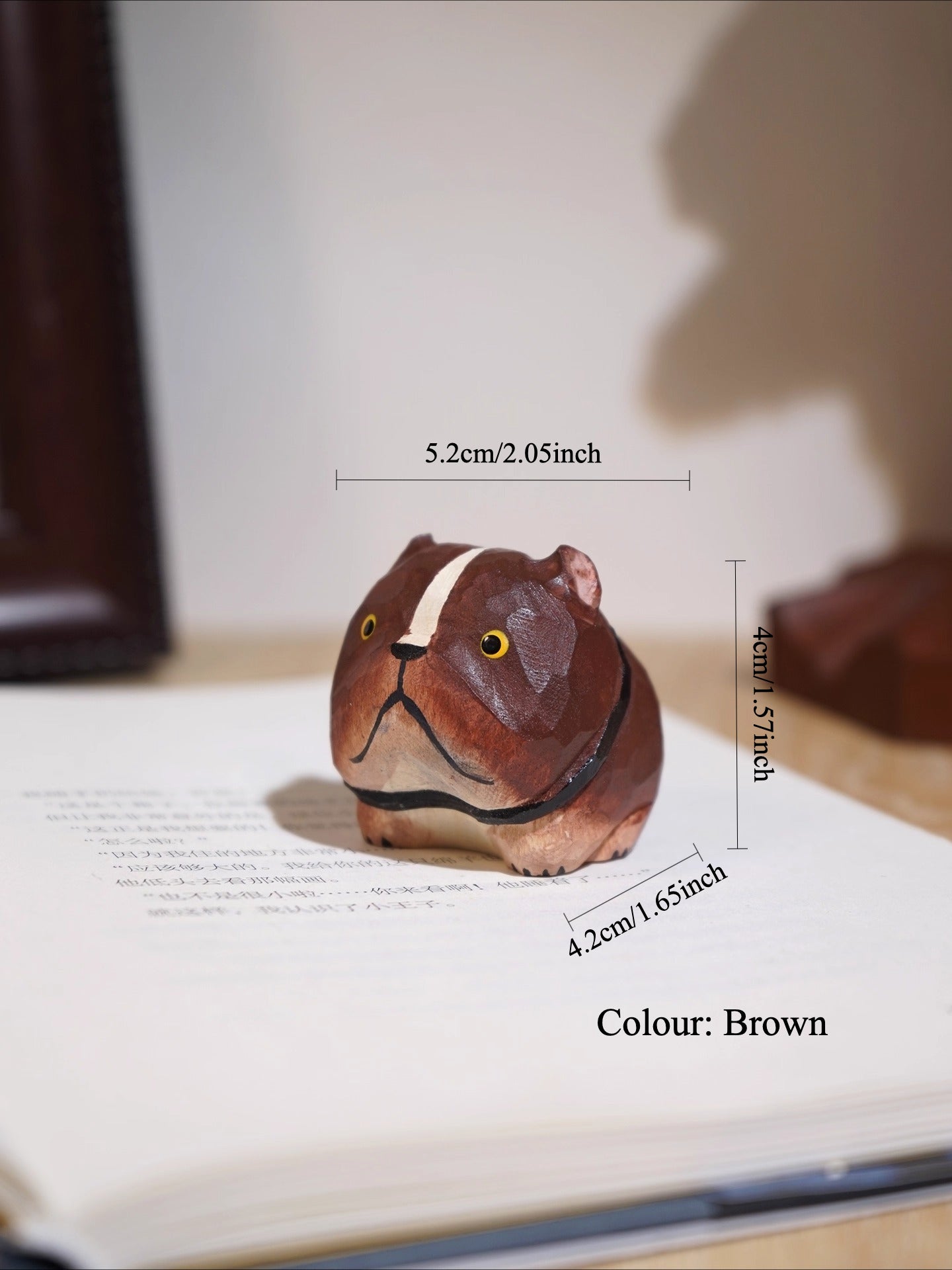 Gohobi Hand-Carved Wooden Puppy Figurine