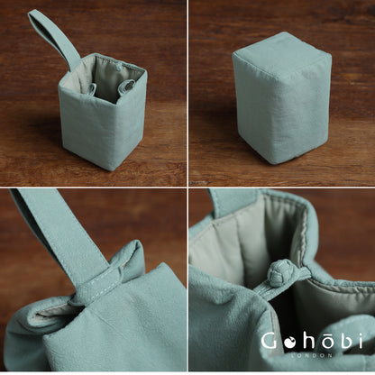Gohobi Classic Travel Teaware Bag – Plain Cotton Tea Set Storage & Outdoor Carry Case