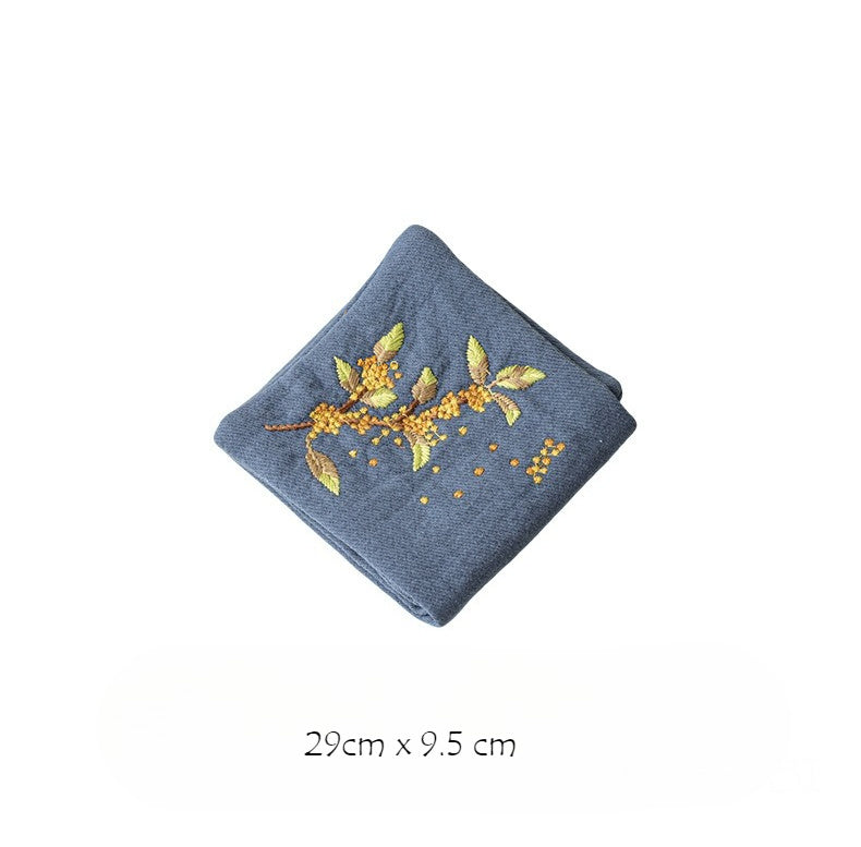 Embroidered tea towel household fabric tea party small square towel tea table towel rag new Chinese absorbent pot towel tea cloth
