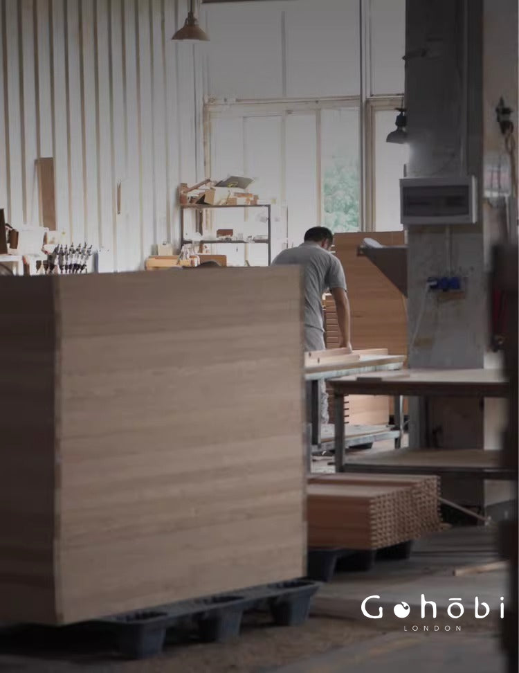 Gohobi Handmade Solid Wood Storage Cabinet – Multi-Layer Wooden Shelving Unit for Living Room or Study | FSC Certified Furniture